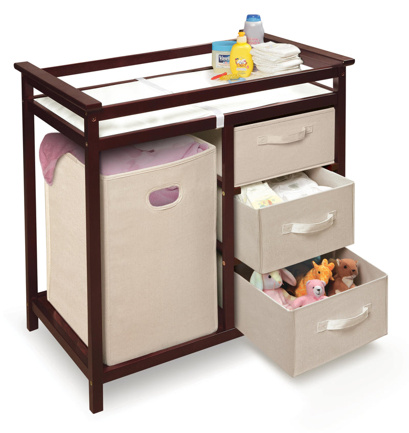 Badger Basket Modern Baby Changing Table, Hamper, 3 Baskets