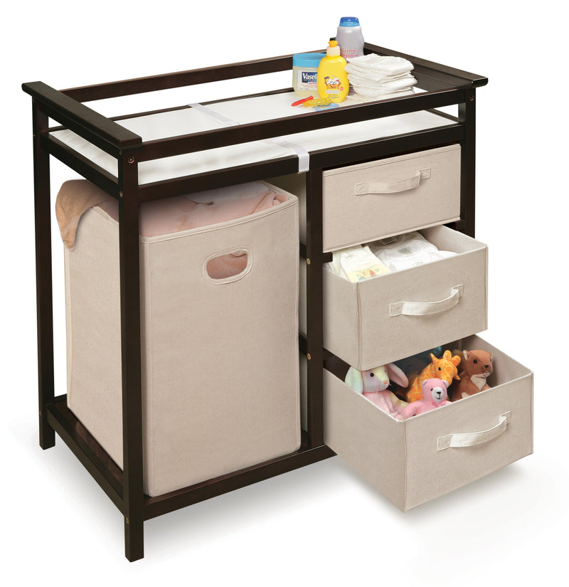 Badger Basket Modern Baby Changing Table, Hamper, 3 Baskets