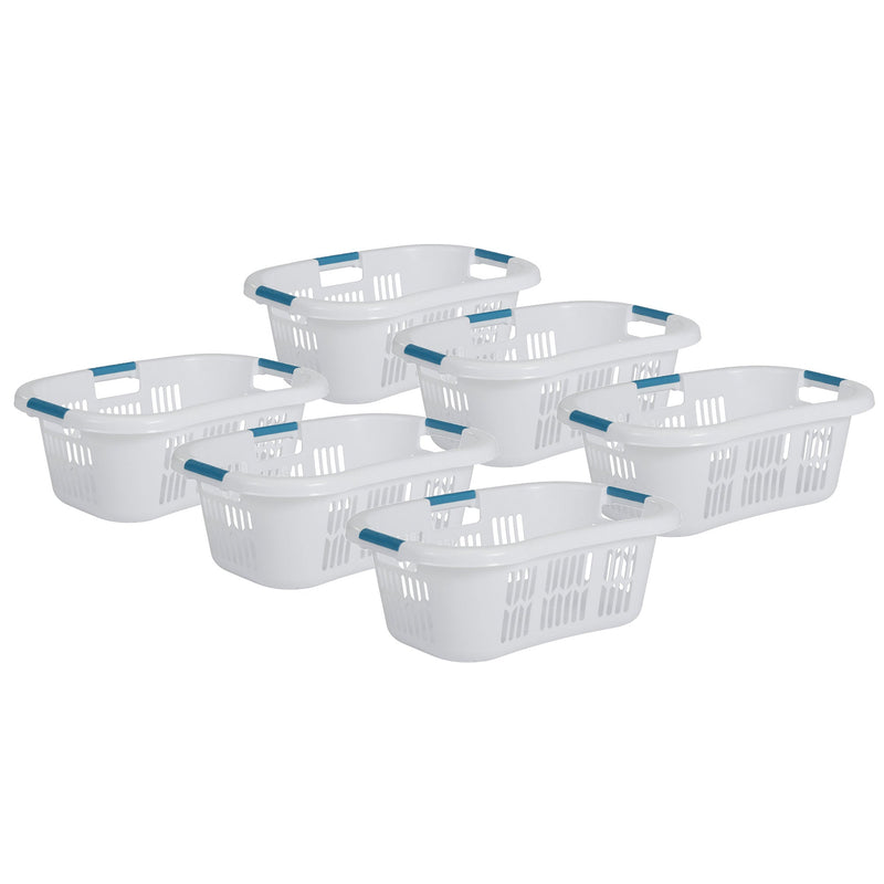 Rubbermaid 2.1-Bushel Small Hip-Hugger Plastic Laundry Basket, White (6-Pack)