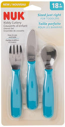 NUK Kiddy Cutlery Fork, Knife, and Spoon Set, 3 Pack, 18+ Months