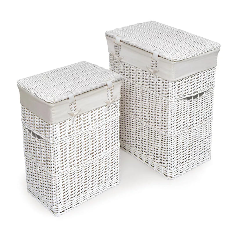 Badger Basket Wicker Two Hamper Set with Liners