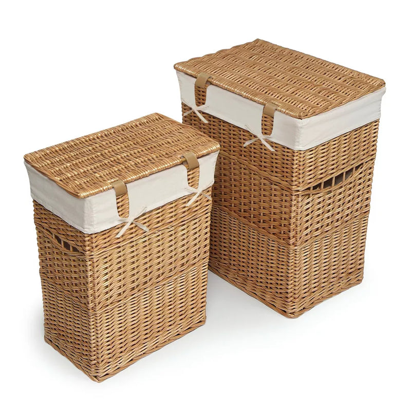 Badger Basket Wicker Two Hamper Set with Liners