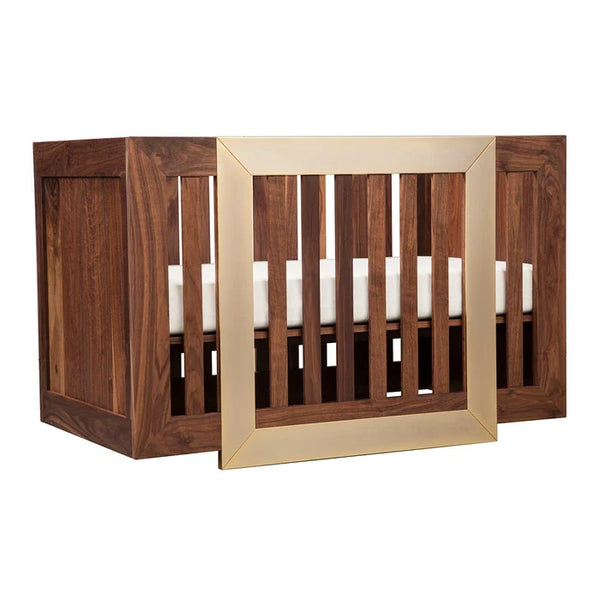 Lydian Crib in Walnut Finish With 24k Gold